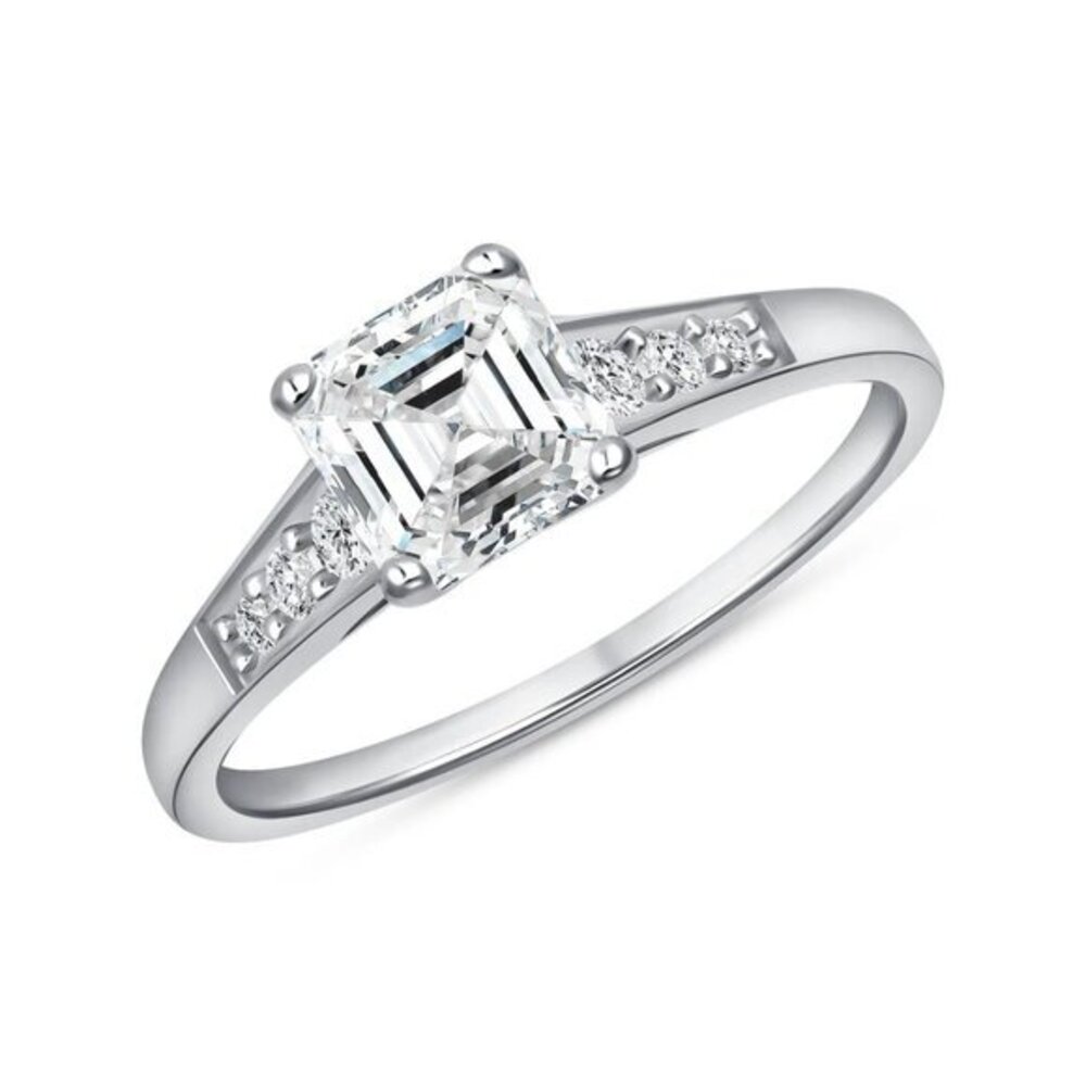 New 1.25 ct Solitaire Square Princess cut Moissanite Engagement Ring 925 Silver